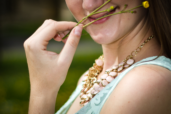 Mint Lace & Yellow Flowers - fashionvictress