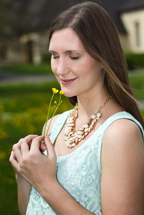 Mint Lace & Yellow Flowers - fashionvictress