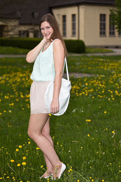 Mint Lace & Yellow Flowers - fashionvictress